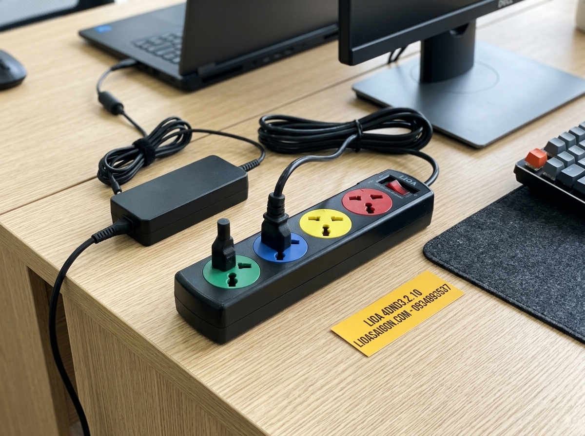 Ổ Cắm LiOA 4DND3.2.10 - 4 Lỗ Cắm Đa Năng - 3 Mét - 2200W